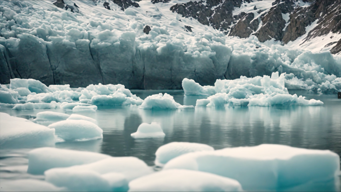 震撼北极冰川北极熊冰川融化环境保护