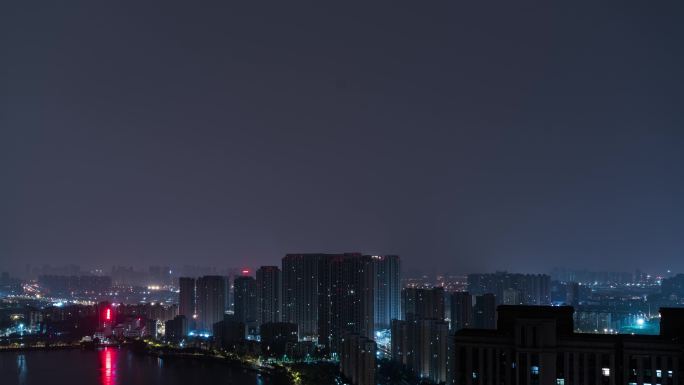 武汉城市夜晚闪电延时