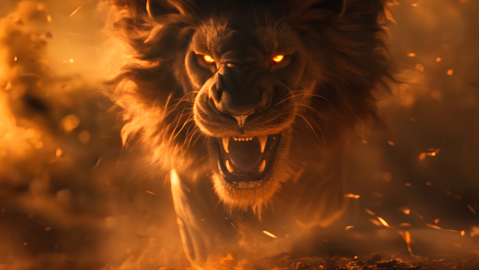 狮王雄狮咆哮怒吼