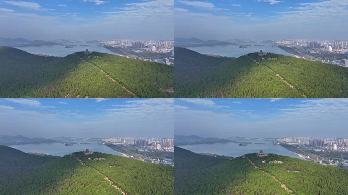 航拍徐州市云龙湖风景区云龙山观景台