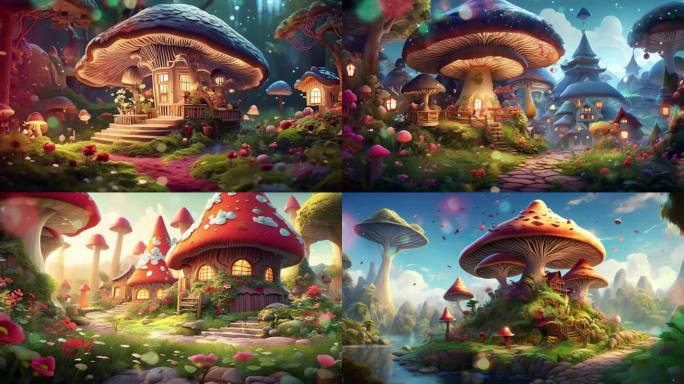 蘑菇房童话故事神秘卡通可爱