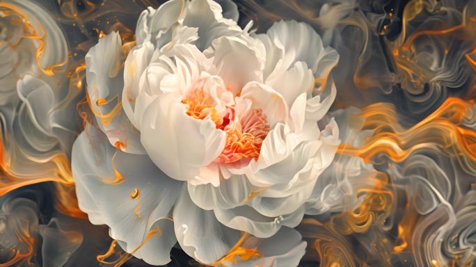 梦幻国风牡丹抽象花朵背景