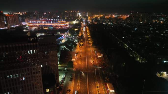 呼和浩特城市夜景4k航拍