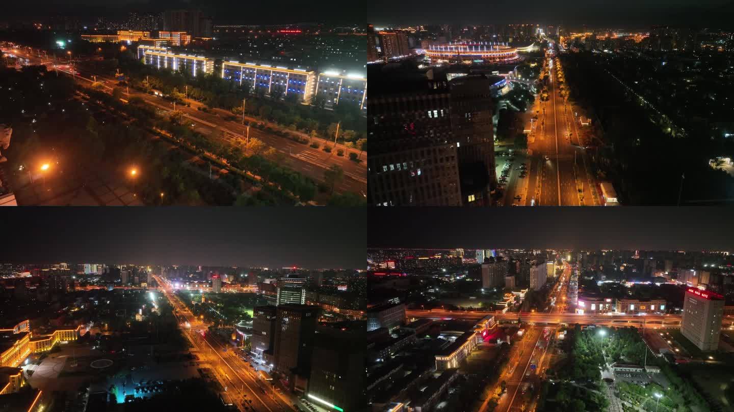 呼和浩特城市夜景4k航拍