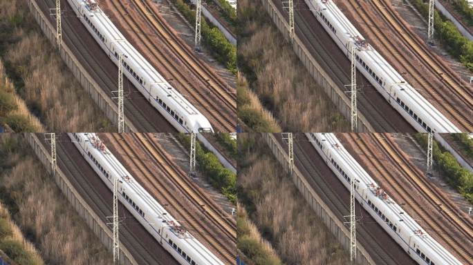 4K火车铁轨轨道上行驶的高铁动车实拍视频