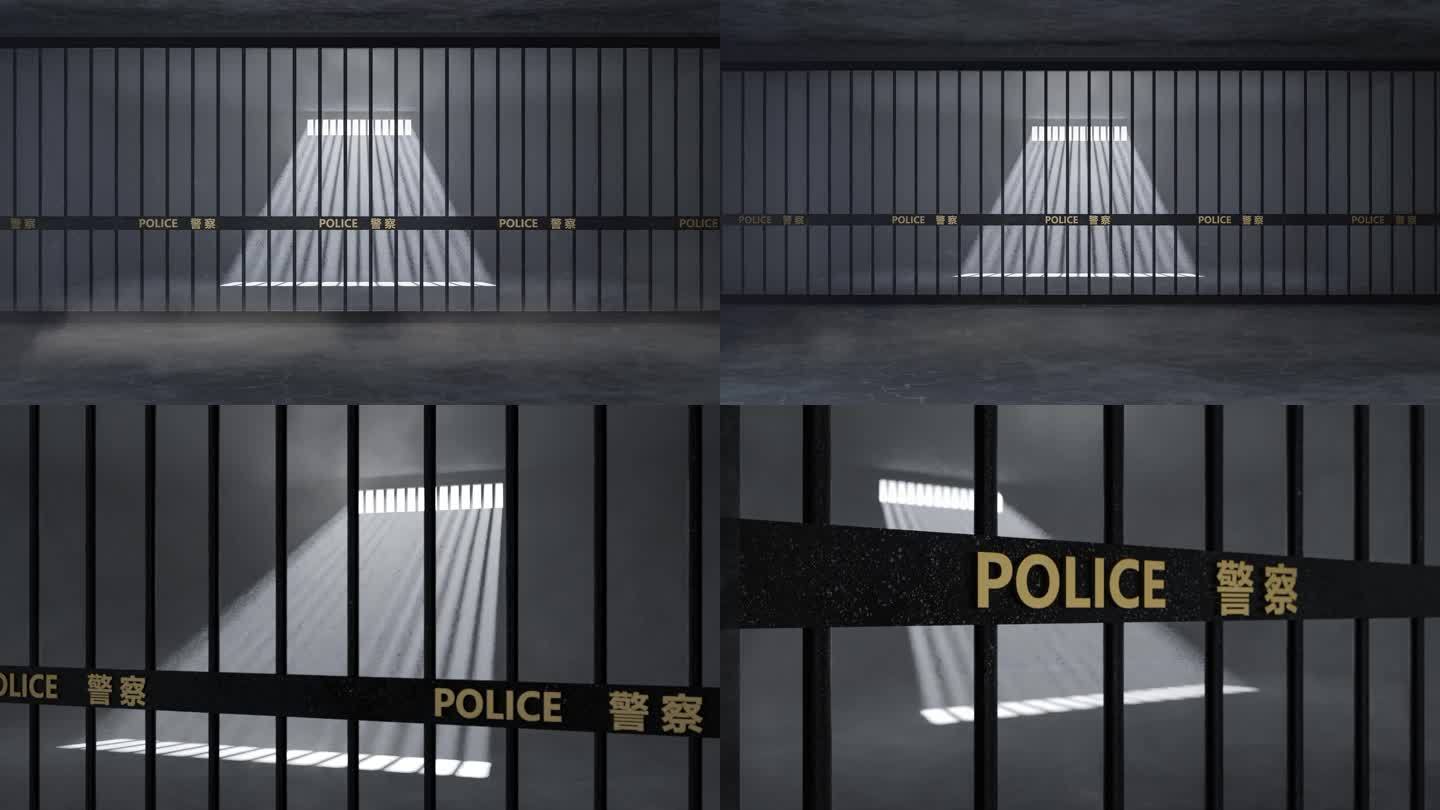 4K监狱牢房铁门下砸关闭反腐犯罪视频