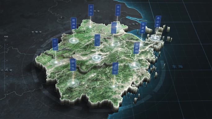浙江省地市立体地图