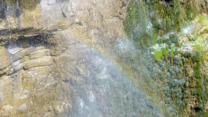 水自然彩虹水滴大自然手触摸