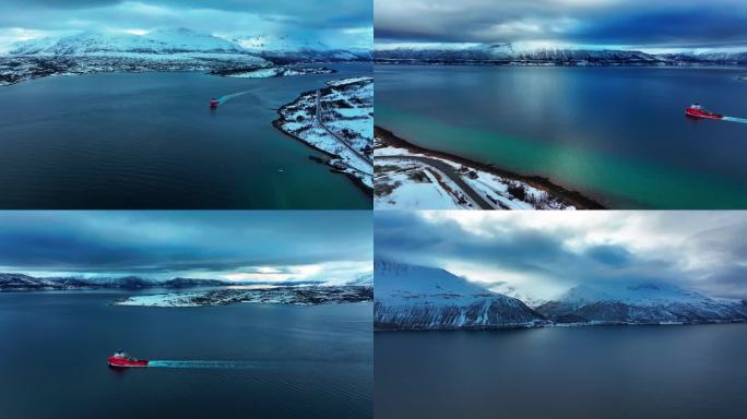 4K航拍挪威特罗姆瑟大片雪景风光