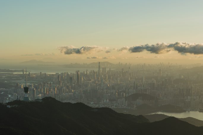 深圳最高峰拍摄深圳城市风风光