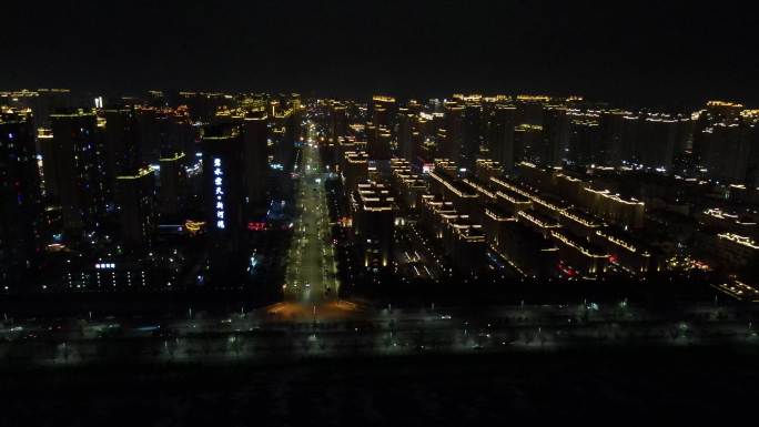 航拍古都大同城市夜景