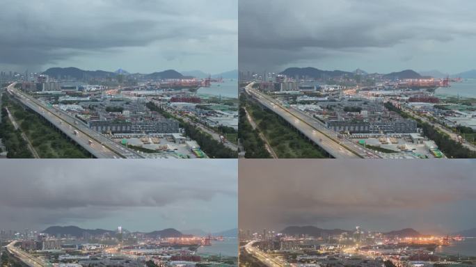 广深沿江高速、深圳港口码头和香港机场同框