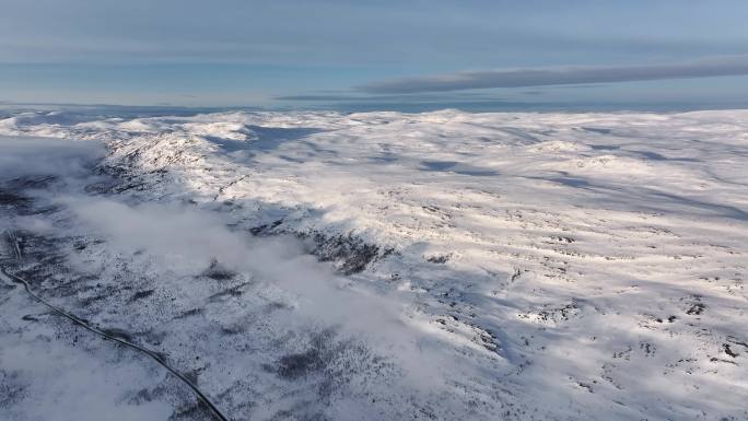 4K航拍北欧挪威特罗姆瑟雪景风光
