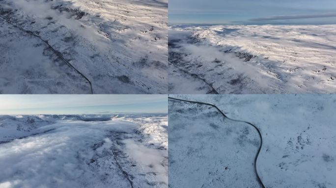 4K航拍北欧挪威特罗姆瑟雪景风光