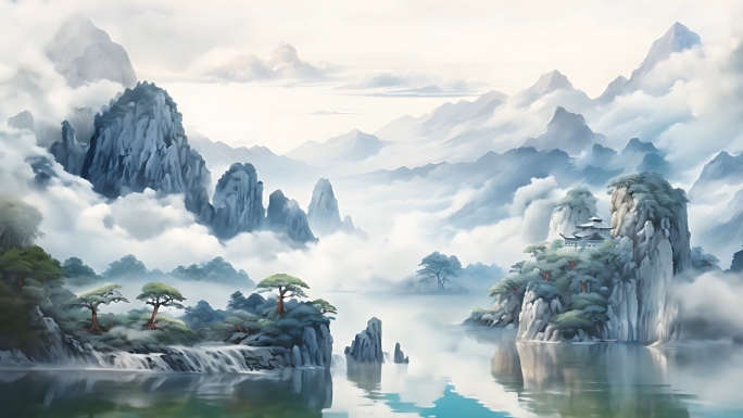 中国风水墨山水中国画cg水墨背景