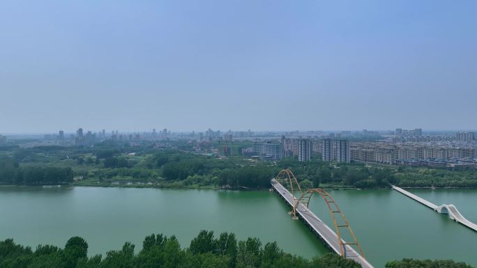 4k航拍潍坊昌邑潍河大桥城市宣传片
