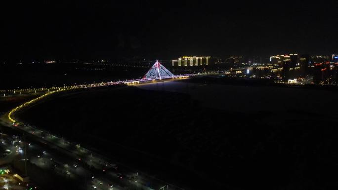 航拍古都大同城市夜景