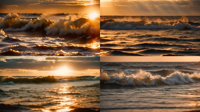 金色大海在夕阳下