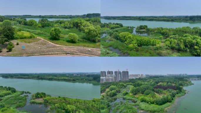 航拍潍坊昌邑潍水风情湿地公园城市宣传片