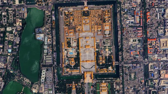 北京故宫谷歌地球俯冲环绕模拟航拍地图动画