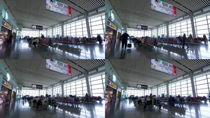 4K长沙黄花机场航空港候机大厅延时空镜