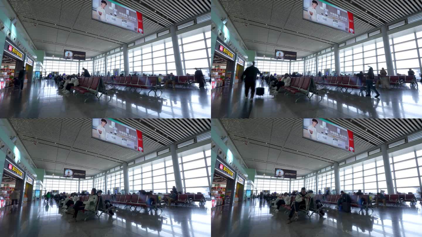 4K长沙黄花机场航空港候机大厅延时空镜