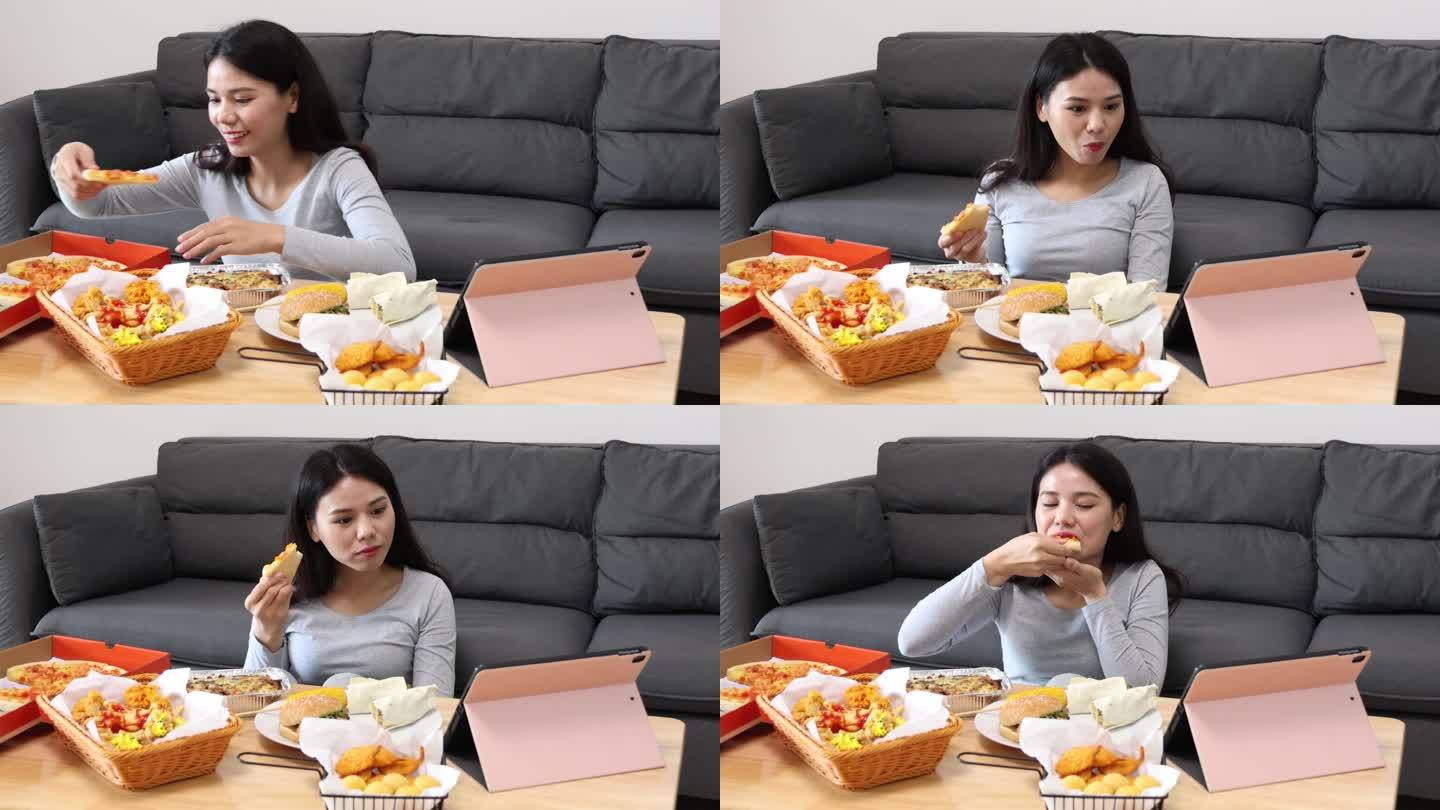 【4k】一名中国美女边吃垃圾食品边追剧
