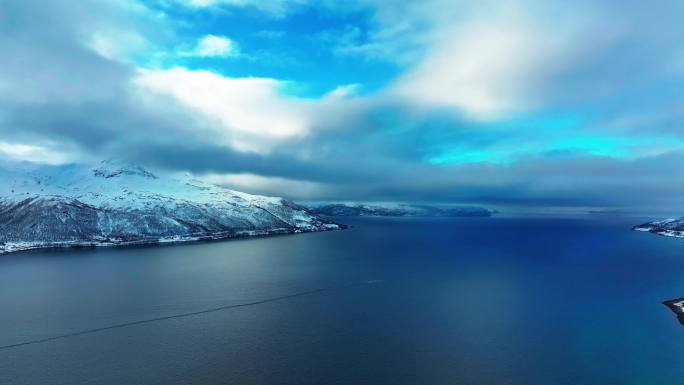 4K航拍挪威特罗姆瑟最美的雪景风光