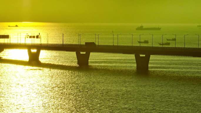 航拍港珠澳大桥日出4K中国桥梁超级工程1