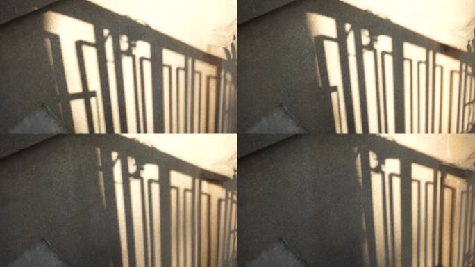旧房子旧厂房年代感楼梯栏杆影子延时空镜