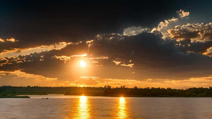 黄河在夕阳下金光闪闪