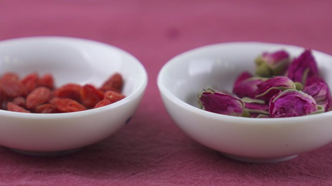 4K玫瑰花茶 枸杞  菊花 红枣 特写