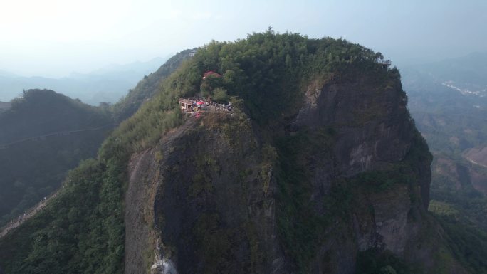 航拍湖南邵阳旅游崀山景区山顶观景台