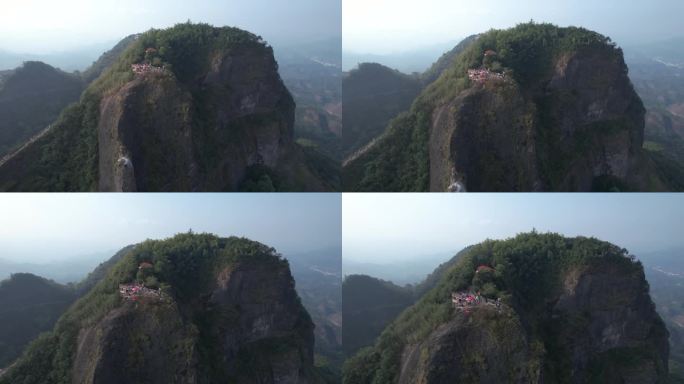 航拍湖南邵阳旅游崀山景区山顶观景台