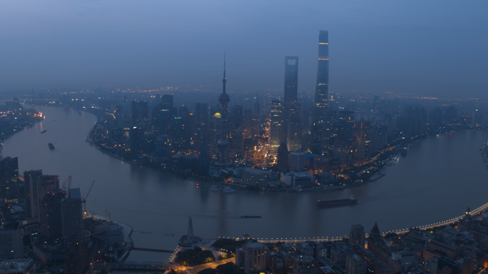 8k-上海外滩夜景城市夜景航拍