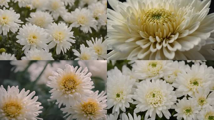 4K花朵自然绿植白菊花