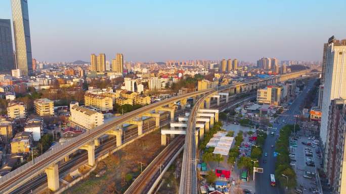 镇江京口区苏宁广场大厦航拍大市口街道高楼