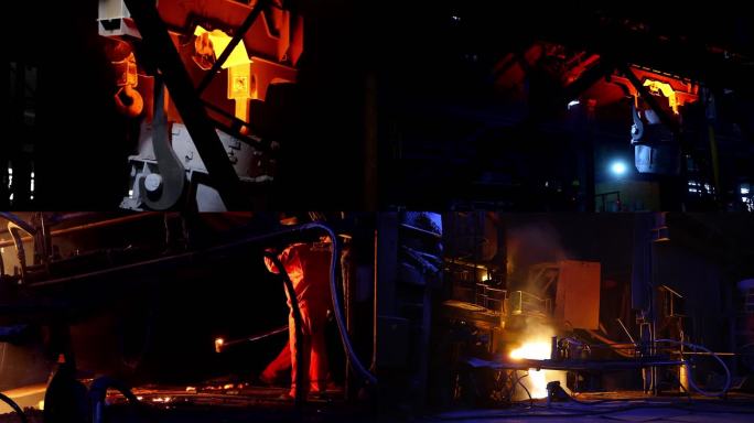 熔炉钢铁工厂冶炼工人钢铁冶炼