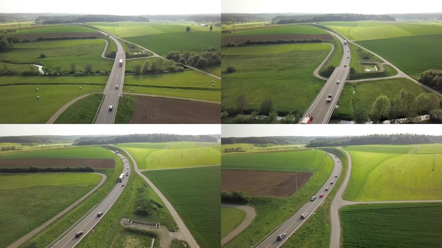 德国风光风景航拍公路