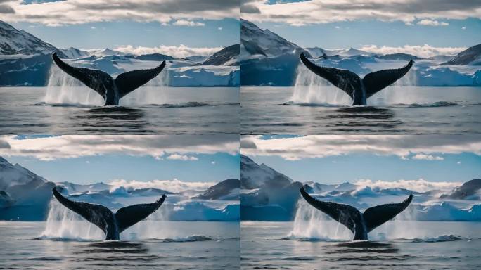 太平洋楚科奇蓝绿色水域中最白的鲸鱼