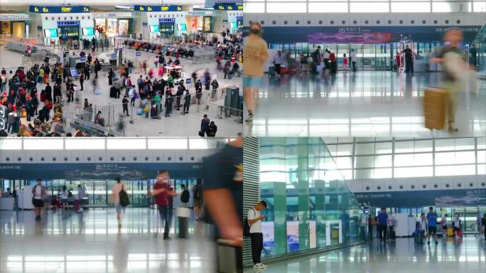 火车站杭州火车东站乘客人流延时视频素材