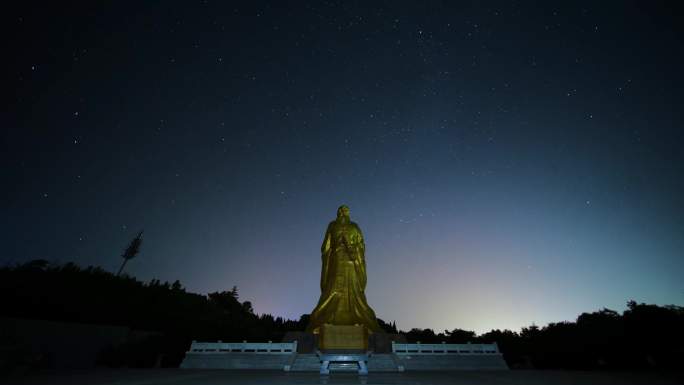 函谷关老子像星空夜景延时