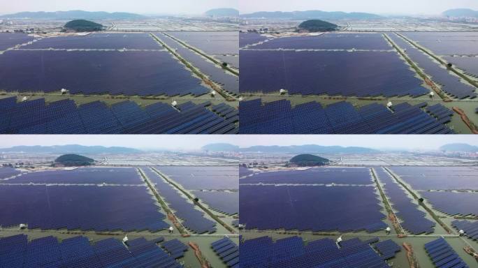 广东珠海海上新能源光伏发电站航拍4K