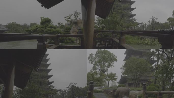 下雨视频，唐代风格古韵，雨景，古风，寺庙