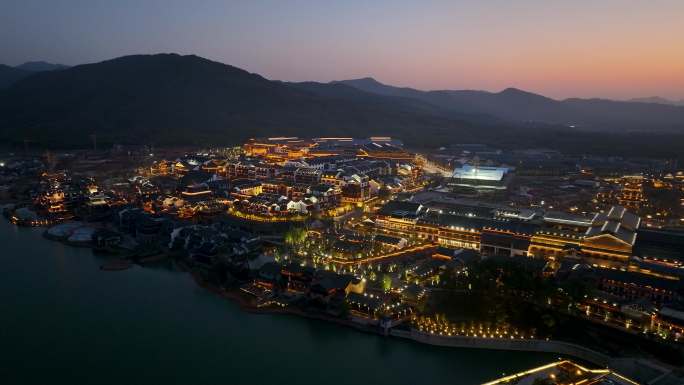 4K宜兴阳羡旅游窑湖小镇风景区夜景合集3