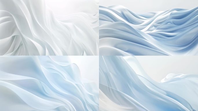 白色飘动丝绸动背景，唯美三维广告【1】