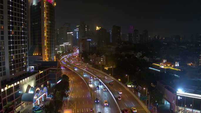 8k-城市车流繁忙道路城市高架道路夜景