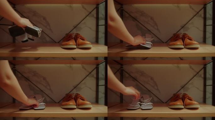 视觉创意_鞋柜摆放女人男人鞋