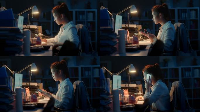 职场女性精英上班族加班