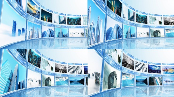 科技照片墙横移企业历程多图滚动模板